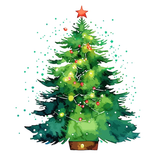 Christmas Tree Watercolor Vector Bundle