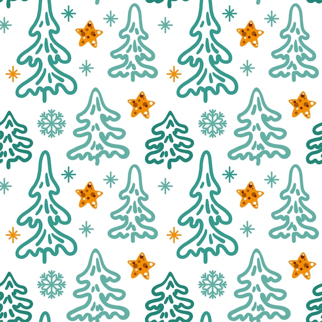 christmas tree on the white background seamless pattern vector