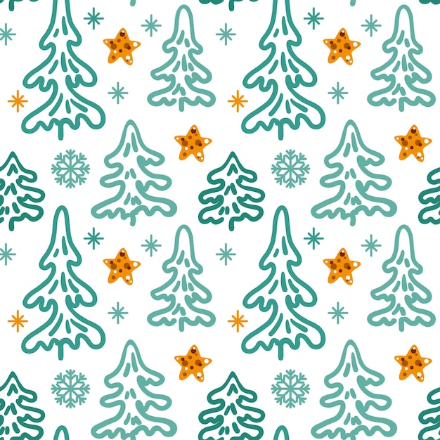 Vector christmas tree on the white background seamless pattern vector