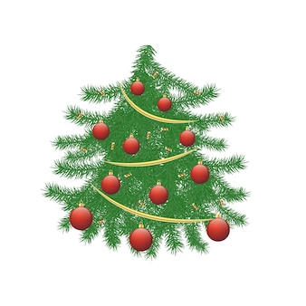 Albero di natale con palline per il design di saluto albero simbolo festivo tradizionale di capodanno