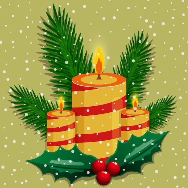 Vector christmas tree with candles and gifts