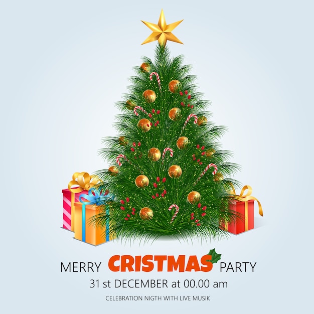 Christmas tree with decorations background