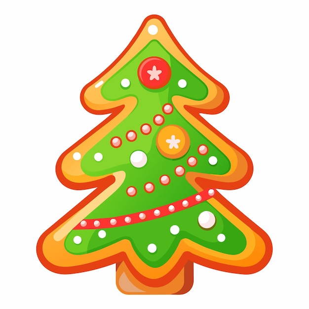 Christmas tree with decorations hand drawn sticker icon concept isolated illustration