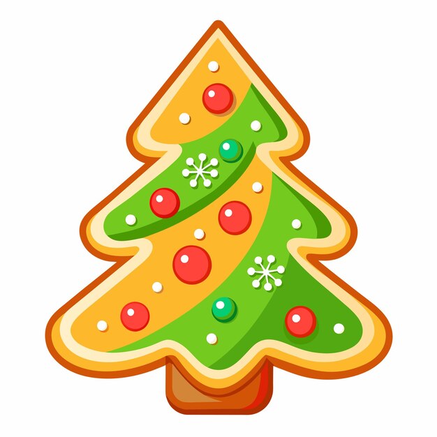 Vector christmas tree with decorations hand drawn sticker icon concept isolated illustration