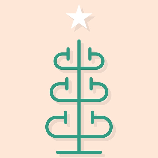 Christmas tree with decorations star flat icon for apps and websites Vector happy new year party decorations