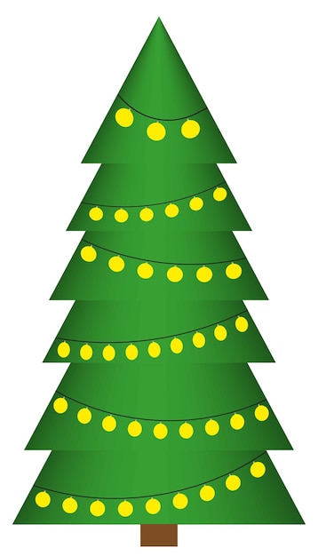 Christmas tree with garlands on a white background