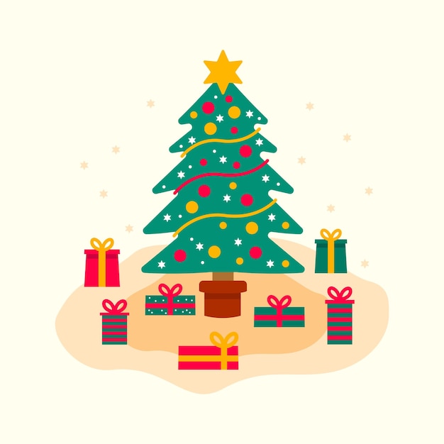 Christmas Tree With Gifts Illustration