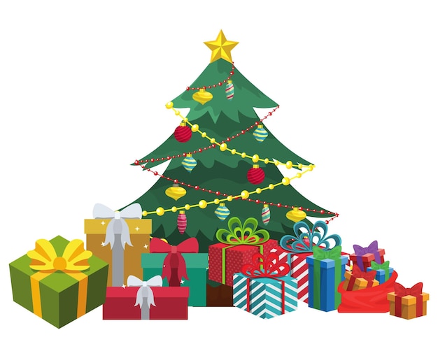 贈り物とクリスマスツリー