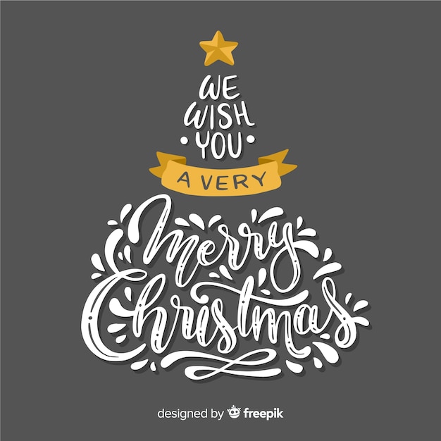 Vector christmas tree with merry christmas letterting