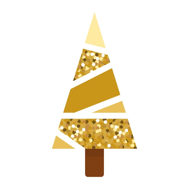 Christmas tree with of realistic golden glitter dust. Christmas concept.