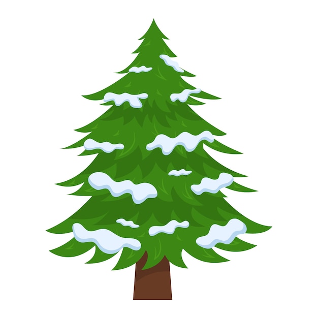 Christmas tree with snow on the branches Vector illustration