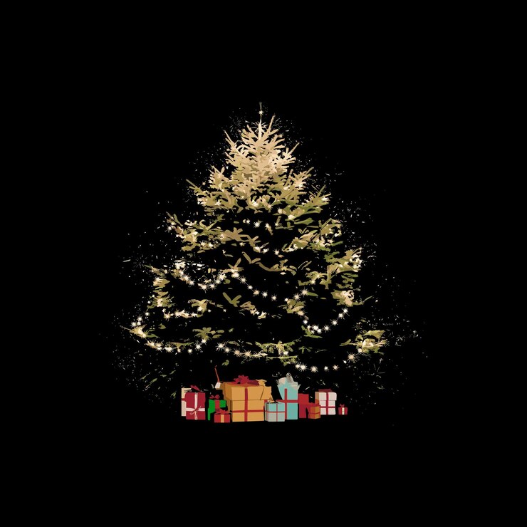 Vector a christmas tree with a train that says  christmas  on it