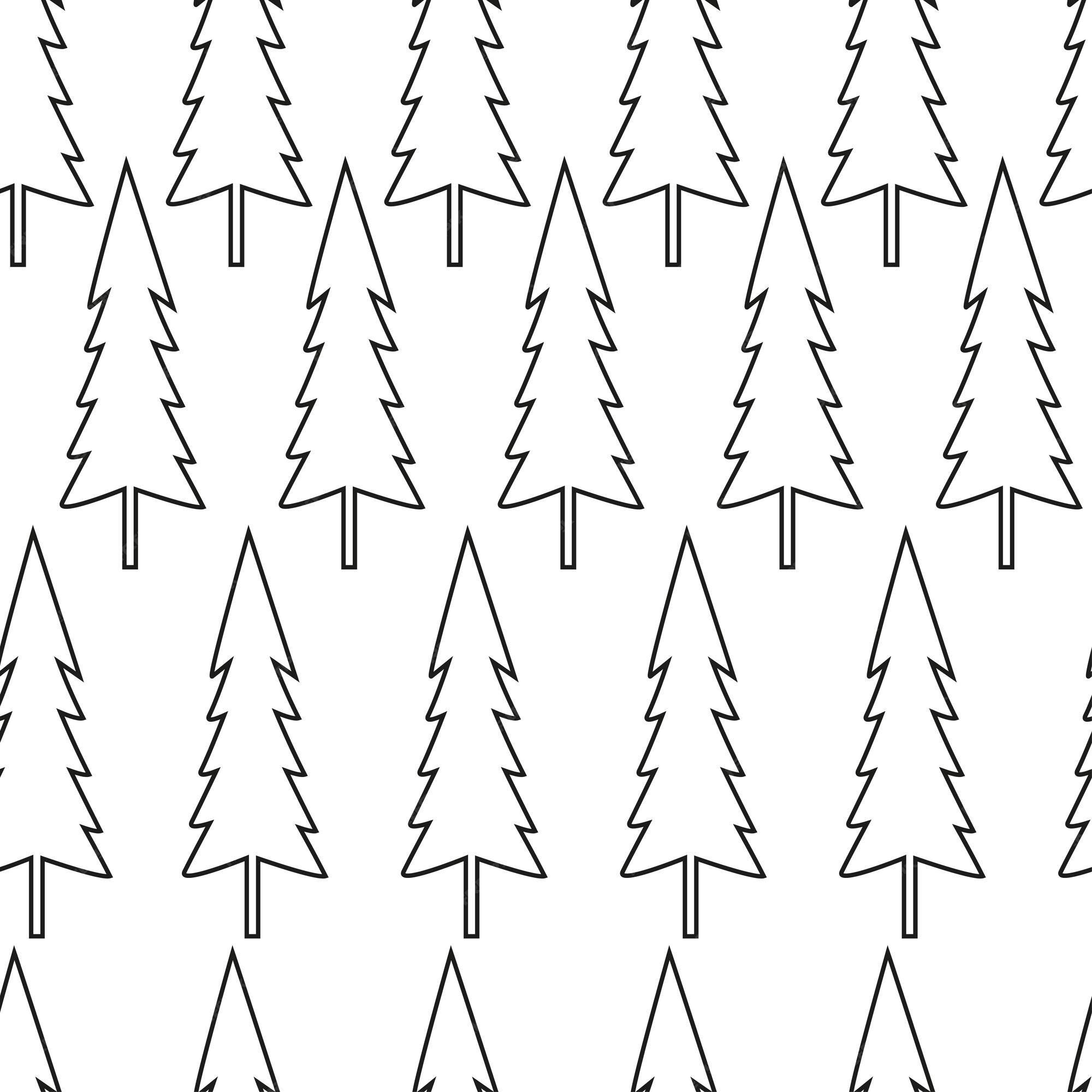 Premium Vector Christmas trees black and white seamless pattern