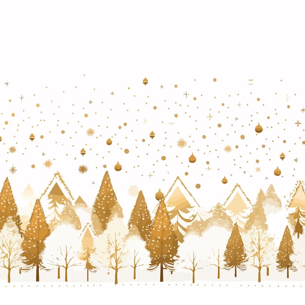 Vettore christmas_trees_border_vector_seamless_gold