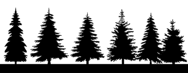 Christmas trees forest silhouette design isolated vector