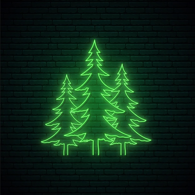 Christmas trees in neon style