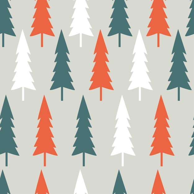 Christmas trees seamless pattern minimalist pastel colors hand drawing
