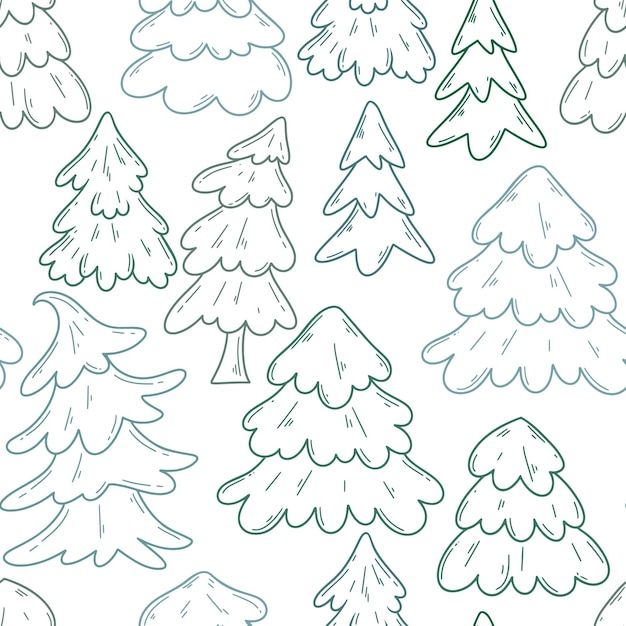 Christmas trees seamless pattern vector illustration background sketch coniferous trees print for te