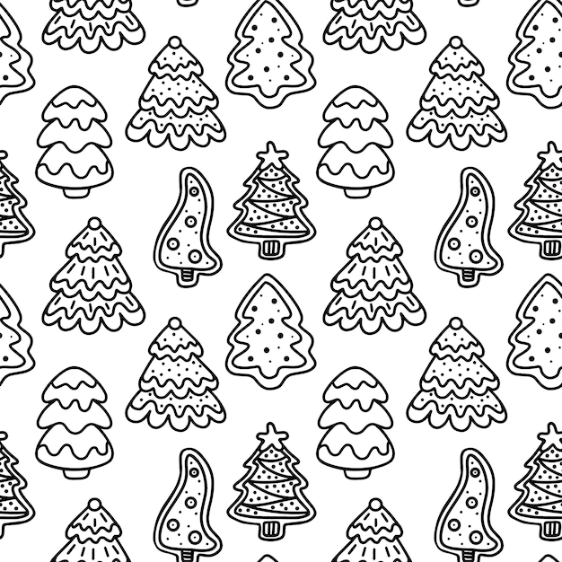 Christmas trees seamless pattern Vector illustration