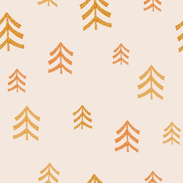 クリスマス ツリーのシームレスなベクトル パターン 限られたパレットは印刷テキスタイル生地包装紙に最適です 北欧スタイルのシンプルな手描きのベクトル図