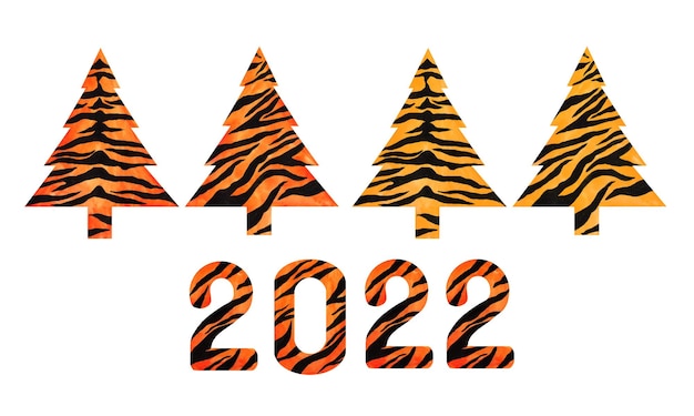 Christmas trees tiger print. 2022 Variety of Christmas trees.