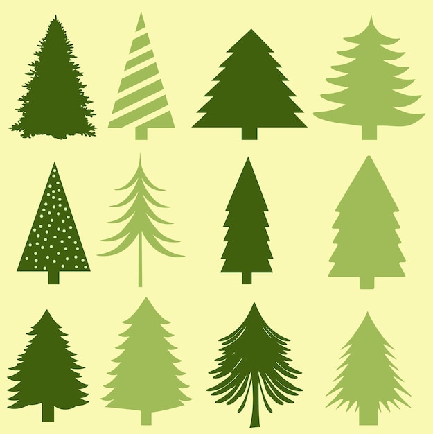 Vector christmas trees vector collection minimal