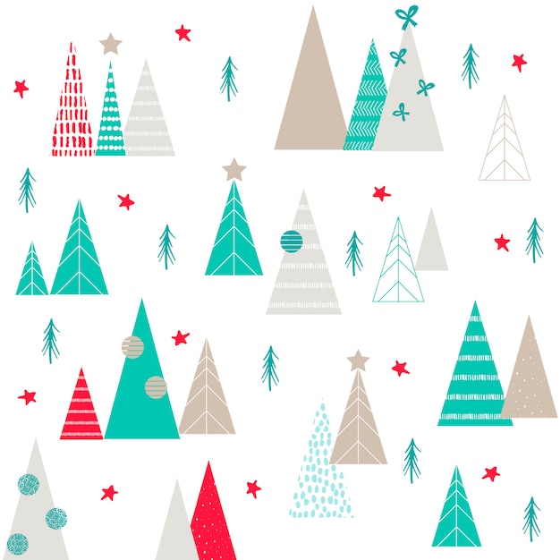 クリスマスツリー、ベクトル手描きの要素、オリジナルのクリスマスツリー。青とピンク。
