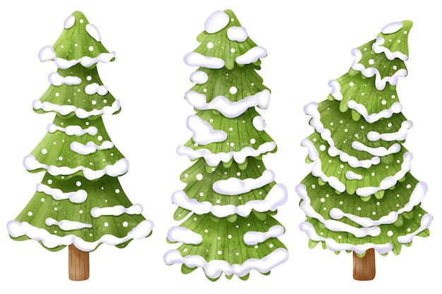 Christmas Trees in Watercolor Illustration