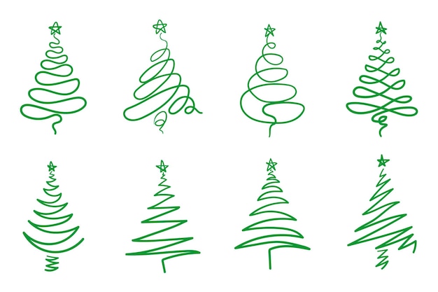 緑の輪郭のクリスマスツリー