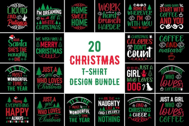 Vettore bundle di design di magliette di natale bundle di design di magliette di natale bundle di design di magliette di natale