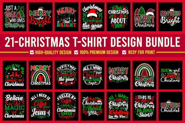 Christmas Typography T-Shirt Bundle