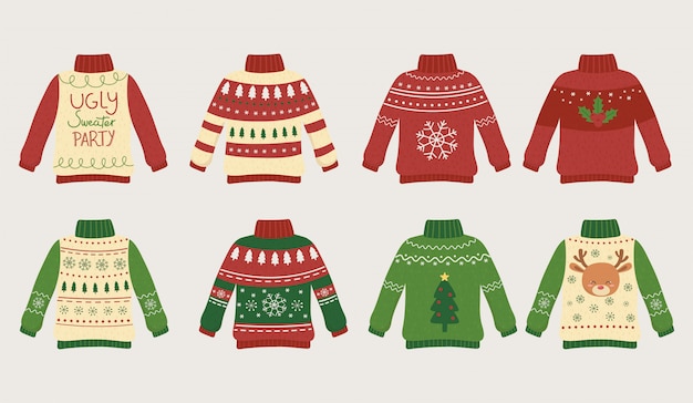 Christmas ugly sweaters party differents