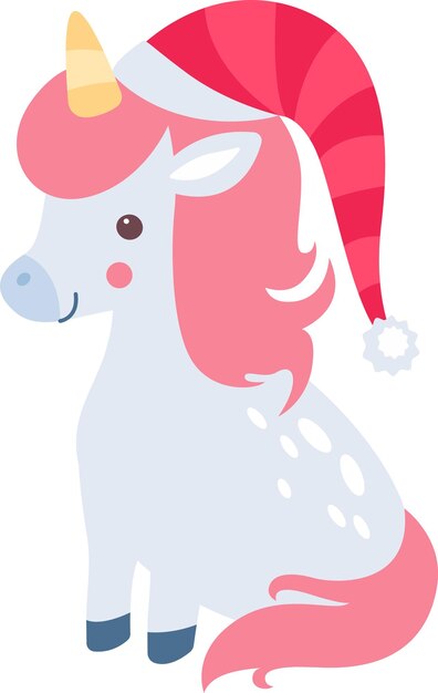 Vector christmas unicorn sitting