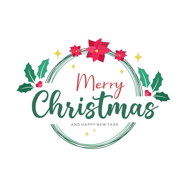 Vector christmas unique lettering badge on white background.