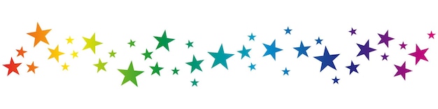 Christmas vector banner Rainbow stars on white background