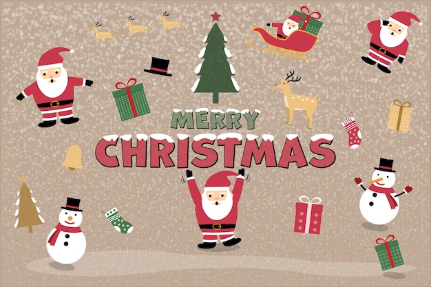 Christmas vector icon set new year event decoration