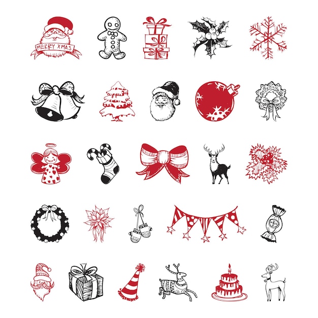 Vector christmas vector icons new year decoration illustration of xmas christians