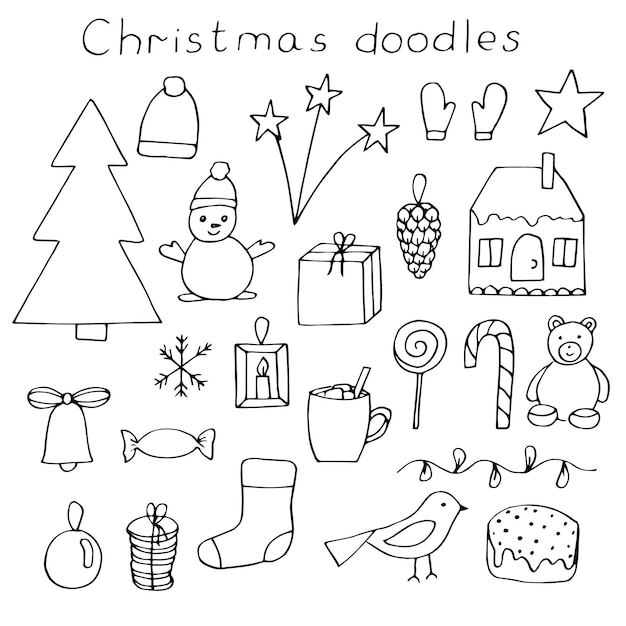 Christmas vector illustration, hand drawing doodles