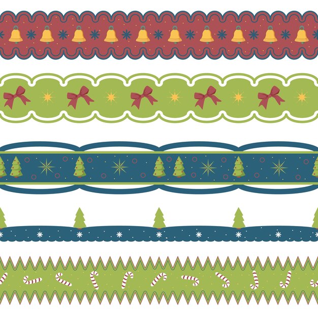 Christmas vector seamless border set