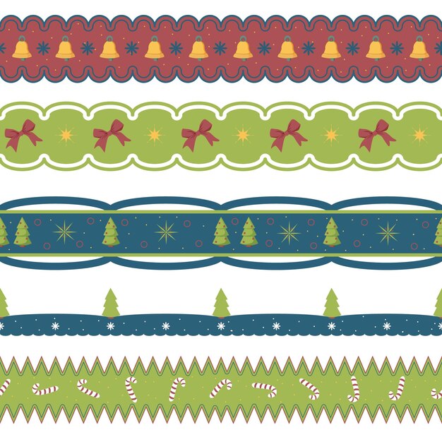 Vector christmas vector seamless border set