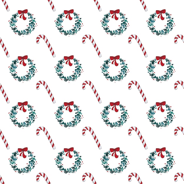 Vector christmas vector seamless pattern with christmas wreaths.