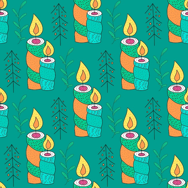 Vector christmas vector seamless pattern with detailed holiday illustrations