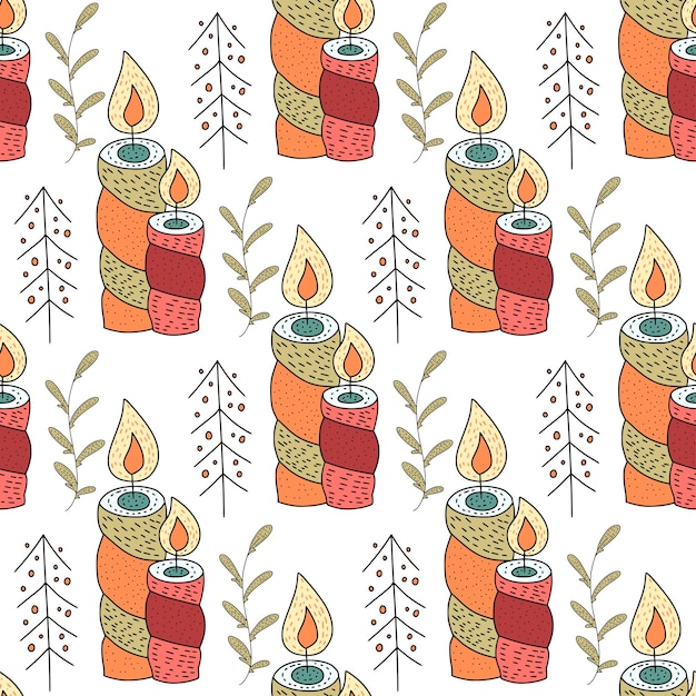 Vector christmas vector seamless pattern with detailed holiday illustrations