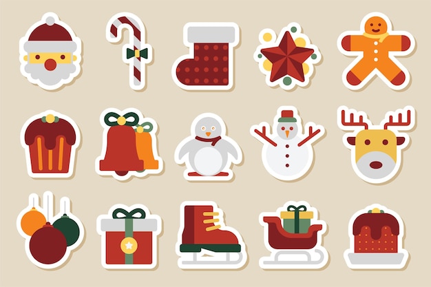 Christmas vector sticker sets