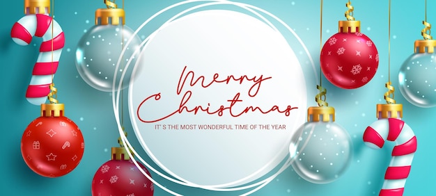 Рождественский векторный дизайн шаблона. Текст приветствия с рождеством в пространстве круга с красочным.