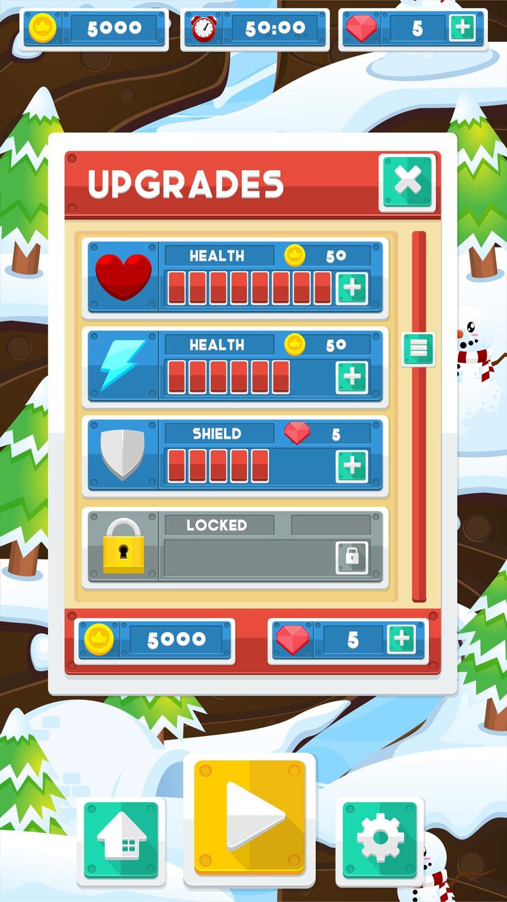 Vector christmas video game user interface