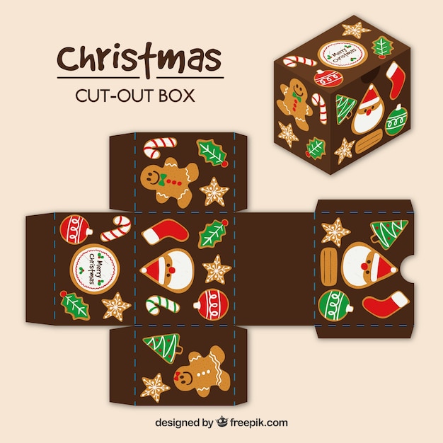 Vector christmas vintage cut-out box