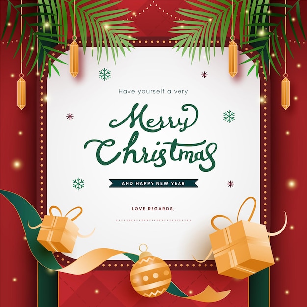 christmas vintage and retro background for greeting card with gold ornaments
