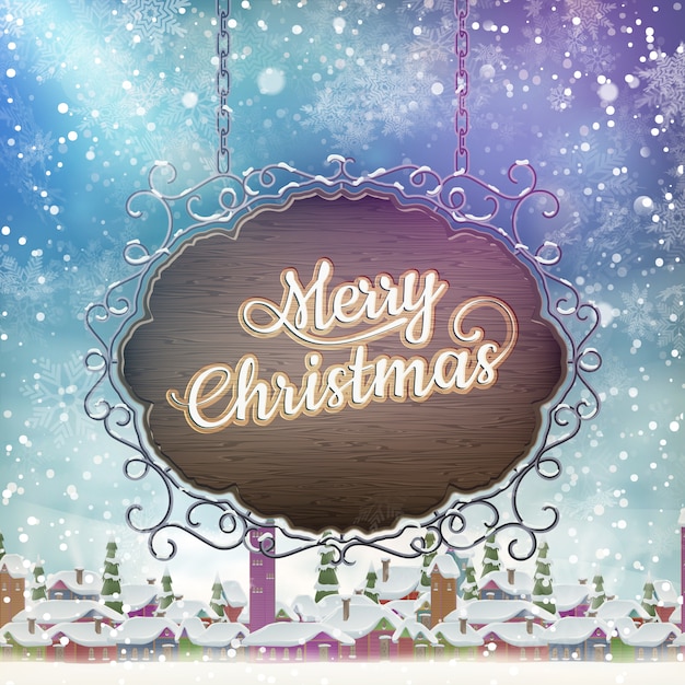 Vector christmas vintage signboard.