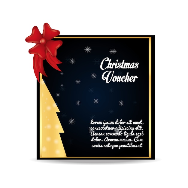 Christmas voucher with decorative bow icon